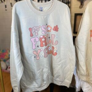 Gildan Cream Sweatshirt with Pink Fall Design